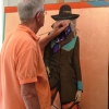 The artist working on one of his iconic cowgirl paintings.